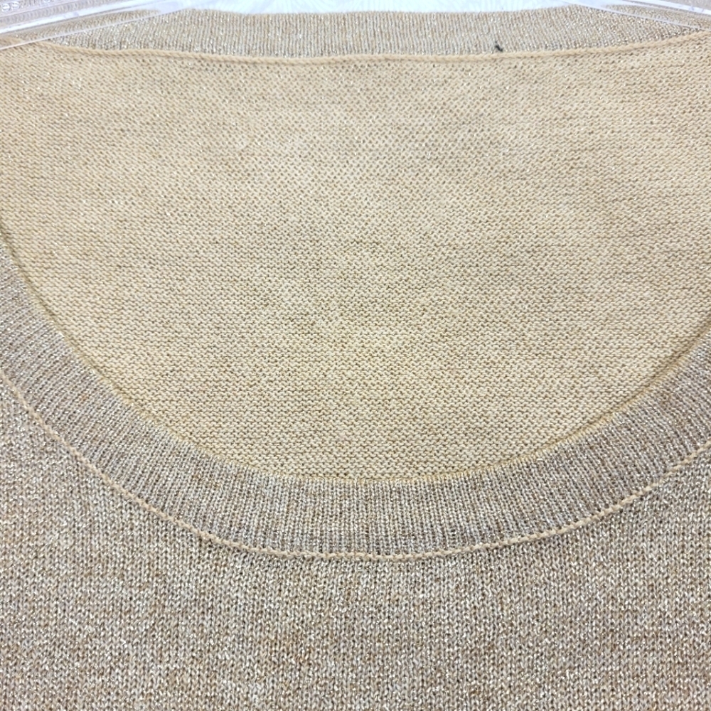 Women's metallic gold knit sweater sleeveless tank top classic fancy glam M/L - Picture 6 of 8